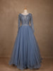 Blue Beaded Design Net Party Wear Gown - Diadem