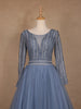 Blue Beaded Design Net Party Wear Gown - Diadem