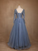 Blue Beaded Design Net Party Wear Gown - Diadem