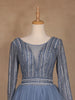 Blue Beaded Design Net Party Wear Gown - Diadem