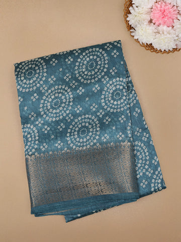 Blue Chakaram Designed Fancy Cotton Saree - Diadem