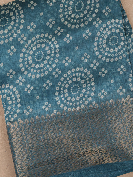 Blue Chakaram Designed Fancy Cotton Saree - Diadem