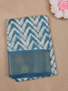 Blue Chevron Designed Fancy Cotton Saree - Diadem