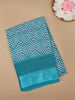 Blue Chevron Designed Fancy Cotton Saree - Diadem