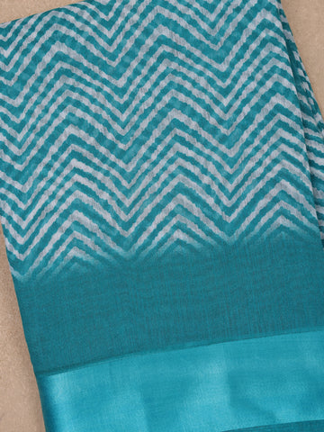 Blue Chevron Designed Fancy Cotton Saree - Diadem