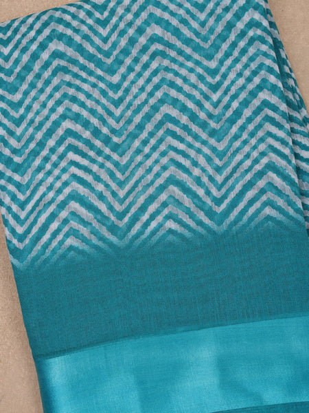 Blue Chevron Designed Fancy Cotton Saree - Diadem