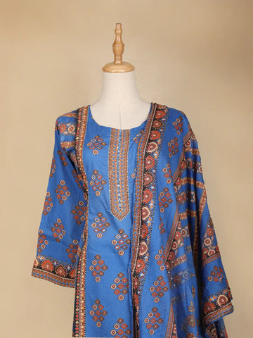 Blue Diamond Designed Cotton Salwar Suit - Diadem