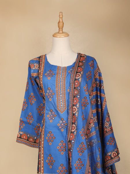 Blue Diamond Designed Cotton Salwar Suit - Diadem