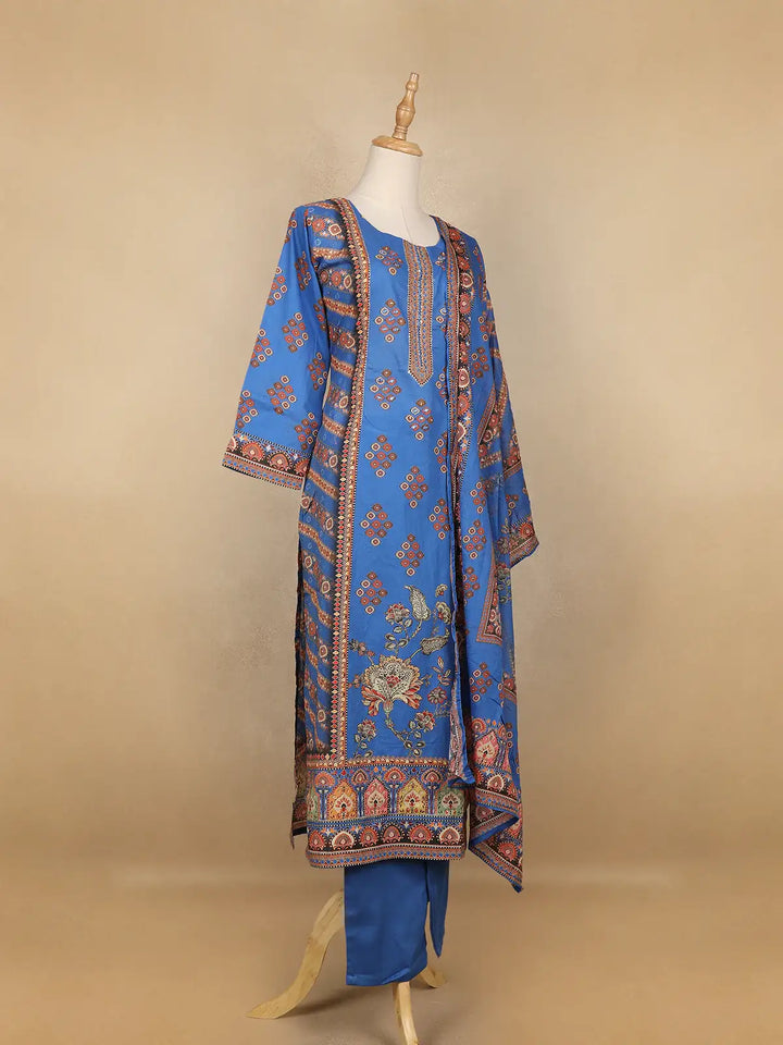 Blue Diamond Designed Cotton Salwar Suit - Diadem