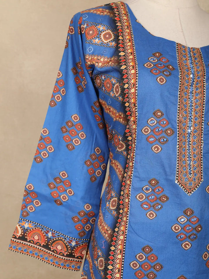 Blue Diamond Designed Cotton Salwar Suit - Diadem