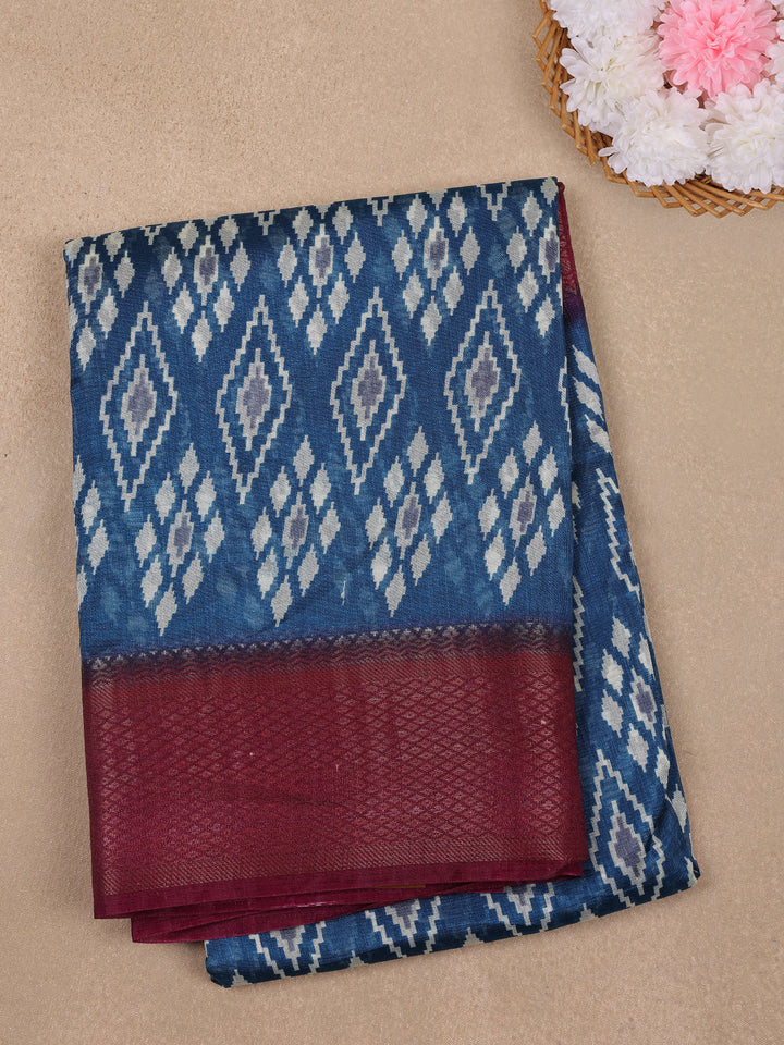 Blue Diamond Designed Fancy Cotton Saree - Diadem