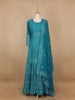 Blue Diamond and Floral Designed Georgette Gown - Diadem