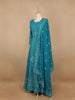 Blue Diamond and Floral Designed Georgette Gown - Diadem