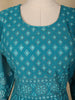 Blue Diamond and Floral Designed Georgette Gown - Diadem