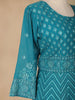 Blue Diamond and Floral Designed Georgette Gown - Diadem