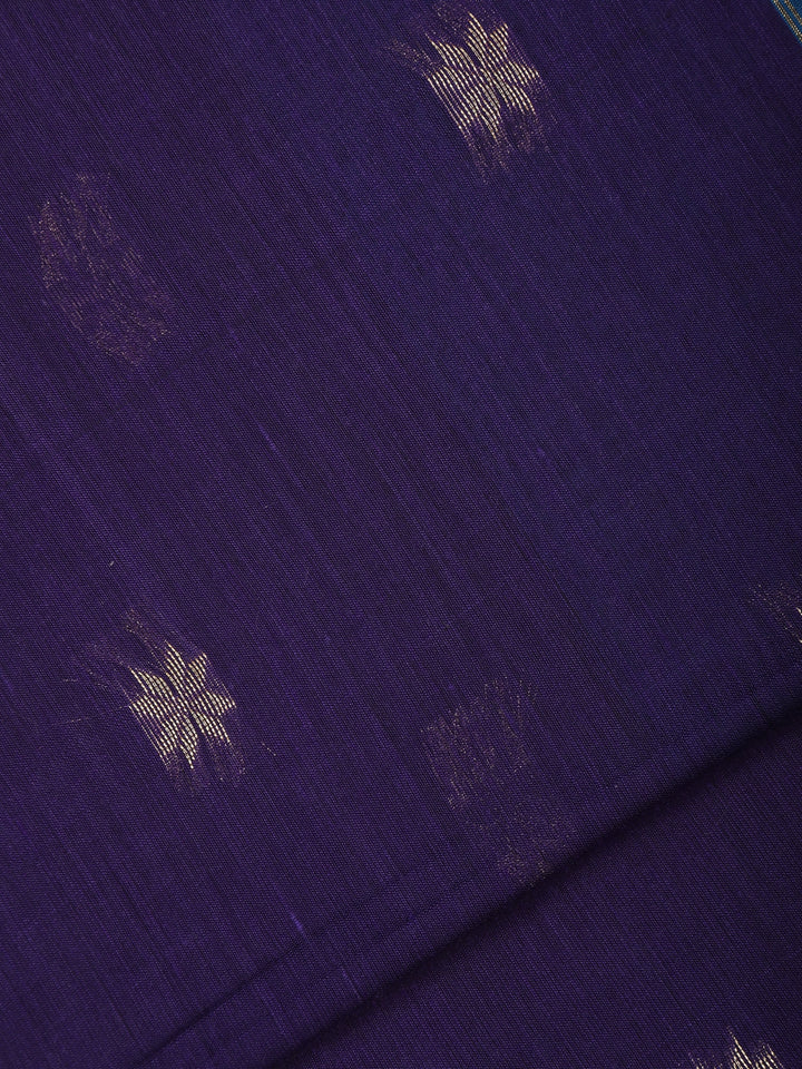 Blue Floral Butta Fancy Cotton Saree - Diadem