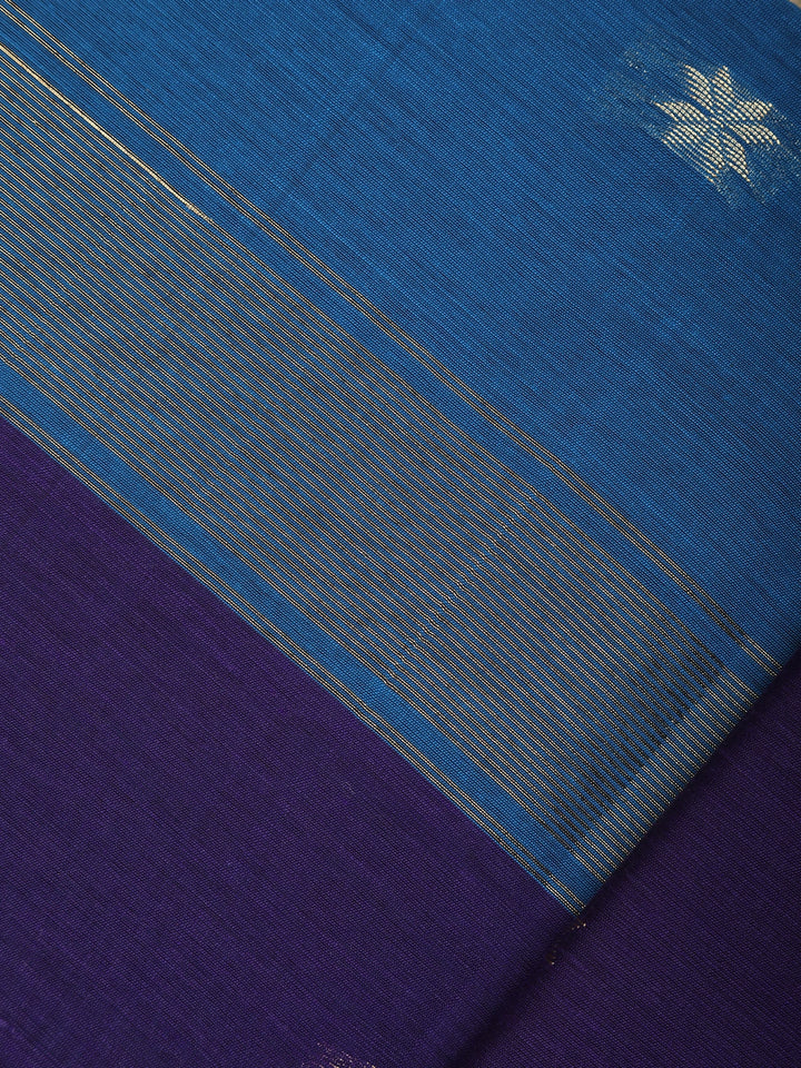 Blue Floral Butta Fancy Cotton Saree - Diadem