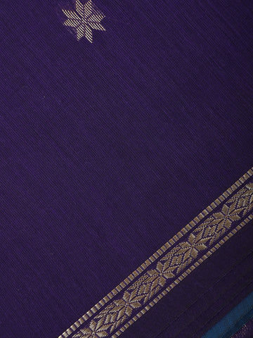 Blue Floral Butta Fancy Cotton Saree - Diadem