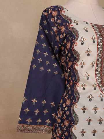 Blue Floral Designed Cotton Salwar Suit - Diadem