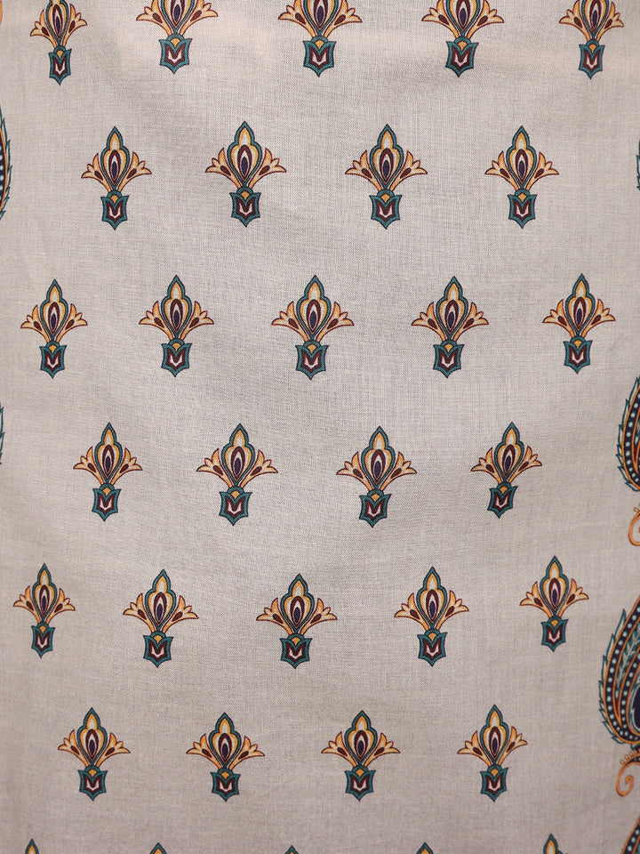 Blue Floral Designed Cotton Salwar Suit - Diadem