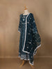 Blue Floral Designed Cotton Salwar Suit - Diadem