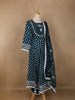 Blue Floral Designed Cotton Salwar Suit - Diadem