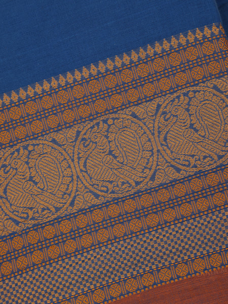 Blue Floral Designed Cotton Saree - Diadem