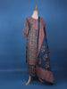 Blue Floral Design Printed Cotton Salwar Suit - Diadem