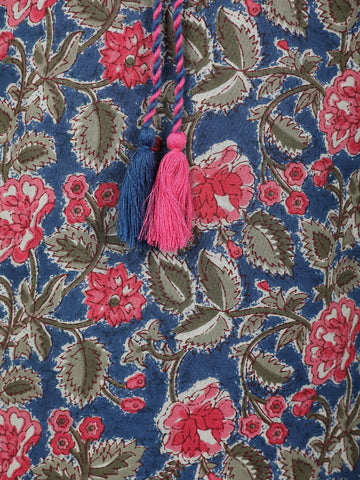 Blue Floral Design Printed Cotton Salwar Suit - Diadem