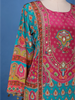 Blue Floral Design Printed Cotton Salwar Suit - Diadem