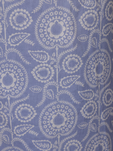 Blue Floral Design Printed Cotton Salwar Suit - Diadem