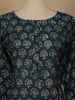 Blue Floral Design Printed Rayon Kuti - Diadem