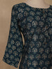 Blue Floral Design Printed Rayon Kuti - Diadem
