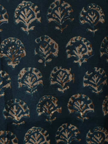 Blue Floral Design Printed Rayon Kuti - Diadem