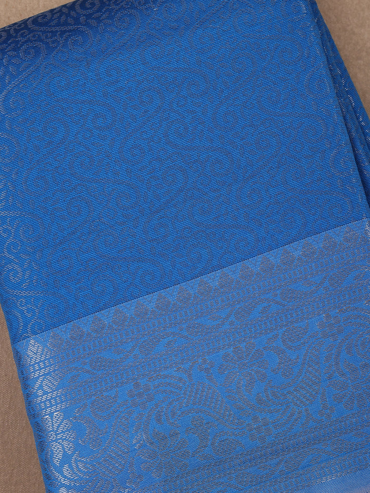 Blue Floral Designed Fancy Art Silk Saree - Diadem