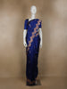 Blue Floral Designed Banarasi Silk Saree - Diadem