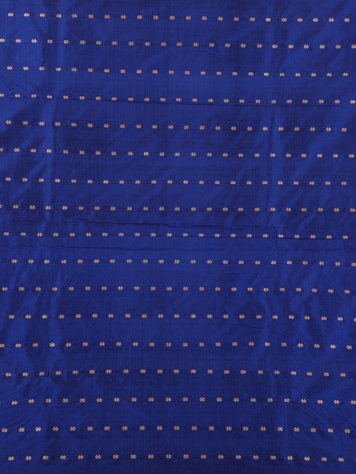 Blue Floral Designed Banarasi Silk Saree - Diadem