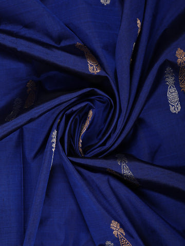 Blue Floral Designed Banarasi Silk Saree - Diadem