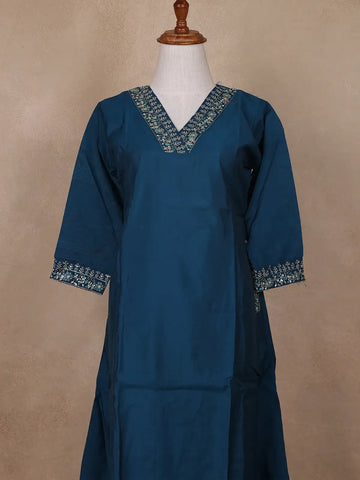 Blue Floral Designed Chiffon Salwar Suit - Diadem