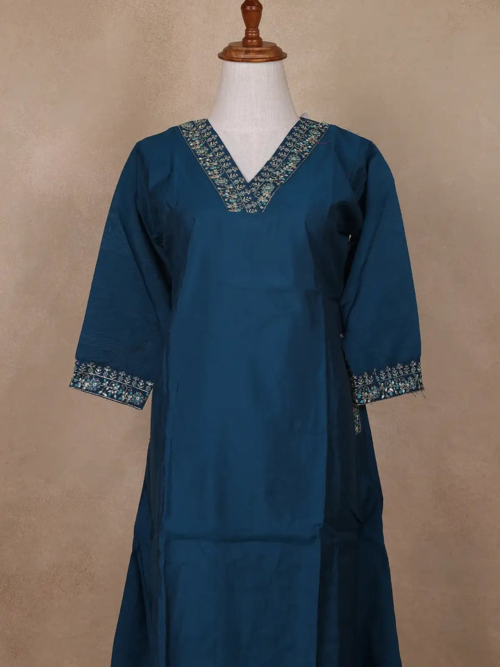 Blue Floral Designed Chiffon Salwar Suit - Diadem