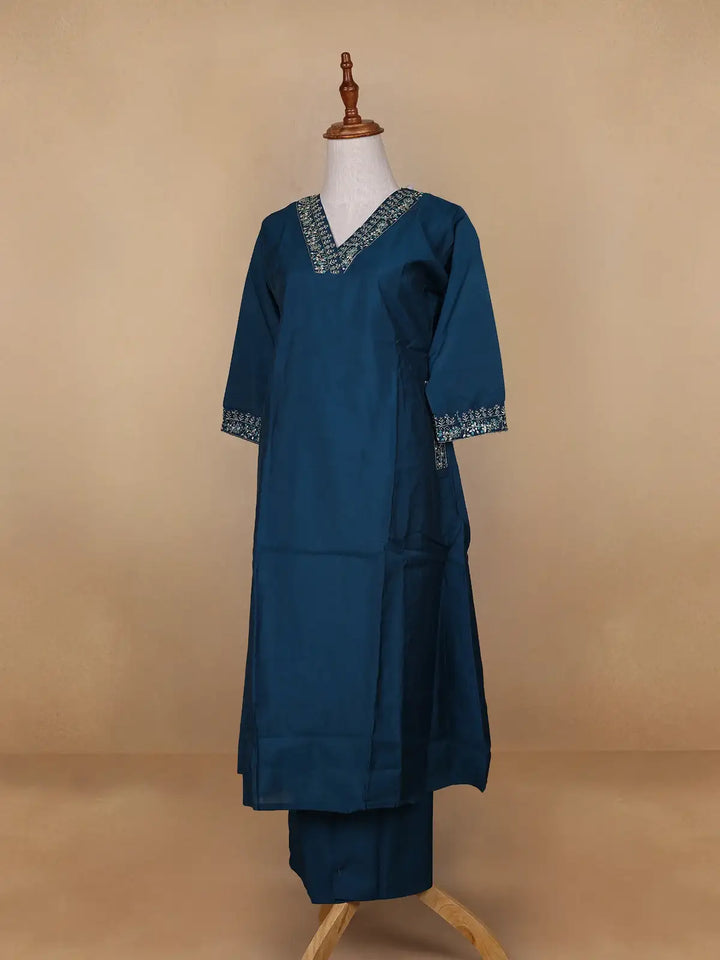 Blue Floral Designed Chiffon Salwar Suit - Diadem