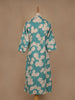 Blue Floral Designed Cotton Kurti - Diadem