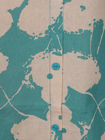 Blue Floral Designed Cotton Kurti - Diadem