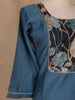 Blue Floral Designed Cotton Salwar Suit - Diadem