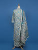Blue Floral Designed Cotton Salwar Suit - Diadem