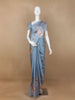 Blue Floral Designed Cotton Saree - Diadem
