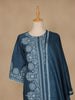 Blue Floral Designed Cotton Straight Cut Salwar Suit - Diadem
