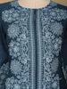 Blue Floral Designed Cotton Straight Cut Salwar Suit - Diadem