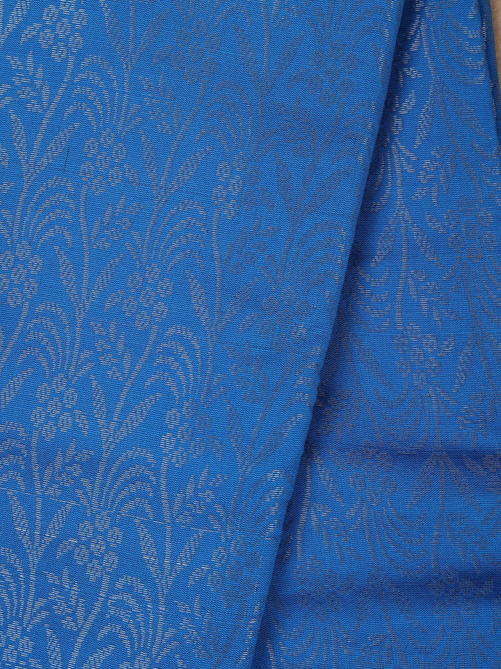 Blue Floral Designed Fancy Art Silk Saree - Diadem