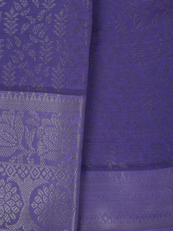 Blue Floral Designed Fancy Art Silk Saree - Diadem